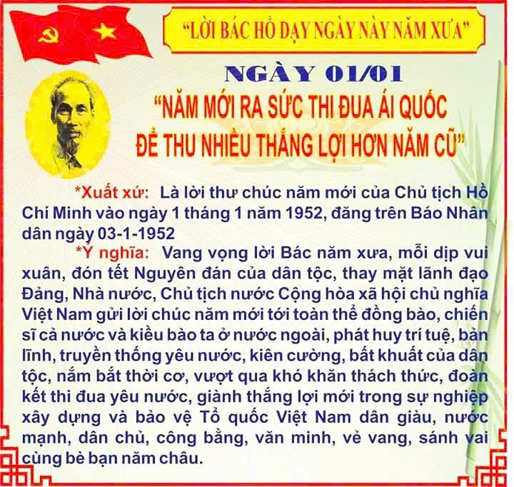 MỖI NGÀY MỘT LỜI BÁC HỒ DẠY-NGÀY 01 THÁNG 01