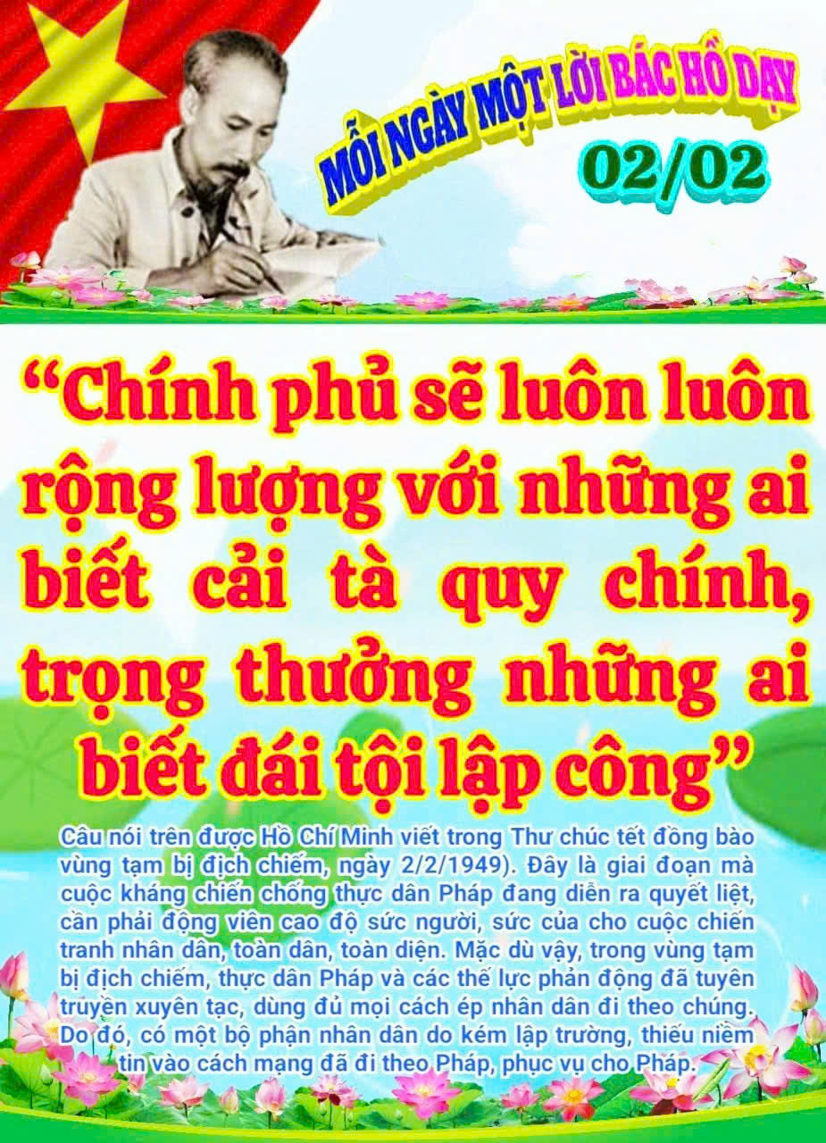 MỖI NGÀY MỘT LỜI BÁC HỒ DẠY - NGÀY 02 THÁNG 02