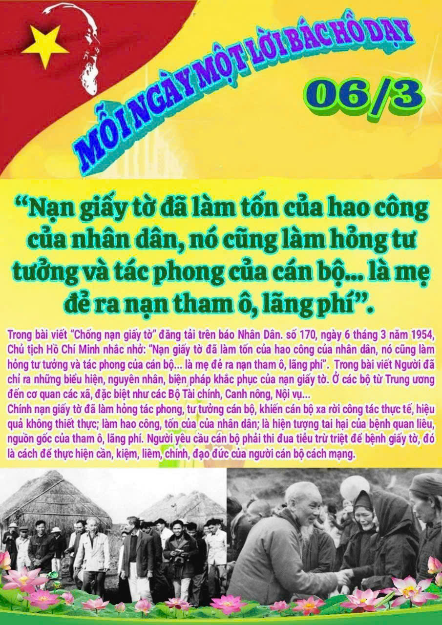 MỖI NGÀY MỘT LỜI BÁC HỒ DẠY - NGÀY 06 THÁNG 03