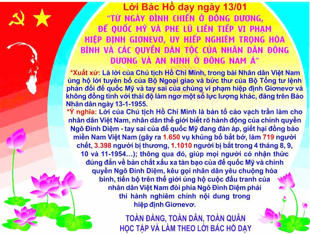 MỖI NGÀY MỘT LỜI BÁC HỒ DẠY - NGÀY 13 THÁNG 01