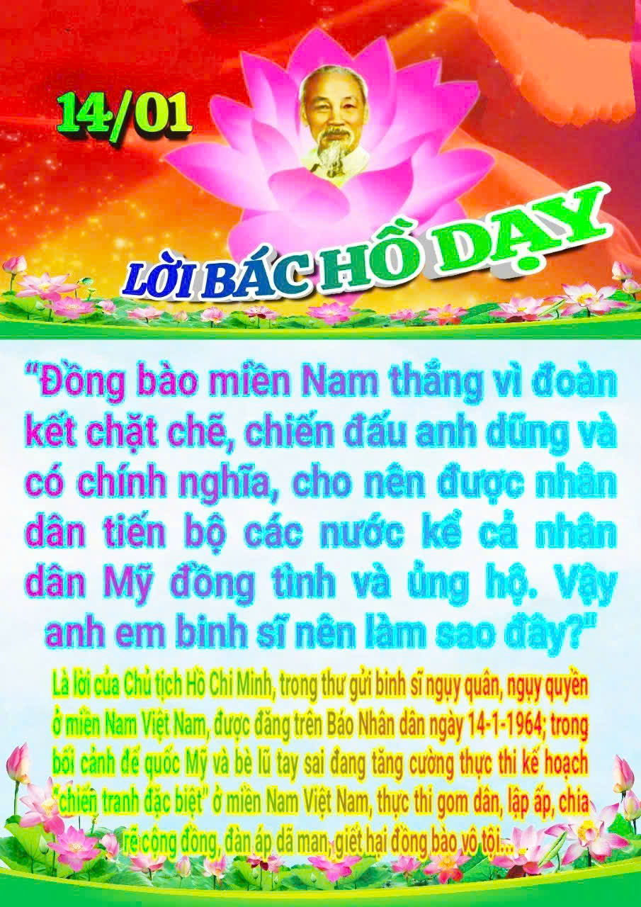MỖI NGÀY MỘT LỜI BÁC HỒ DẠY - NGÀY 14 THÁNG 01