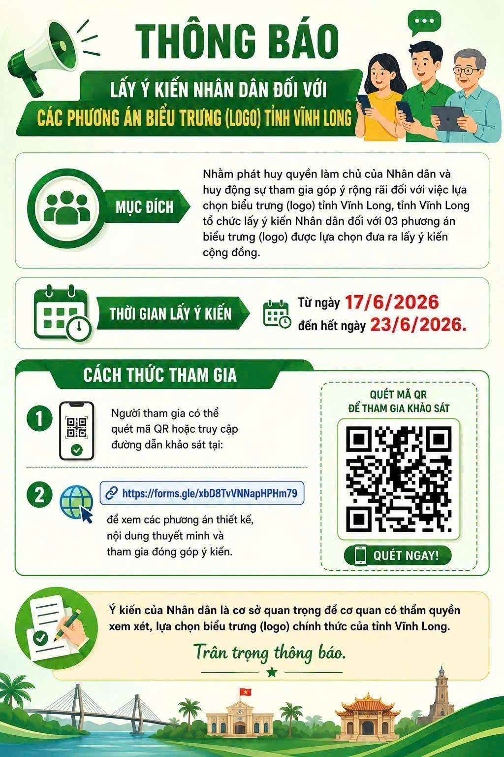 Xã Trung Hiệp tích cực tuyên truyền, vận động Nhân dân tham gia góp ý biểu trưng (logo) tỉnh vĩnh long.

