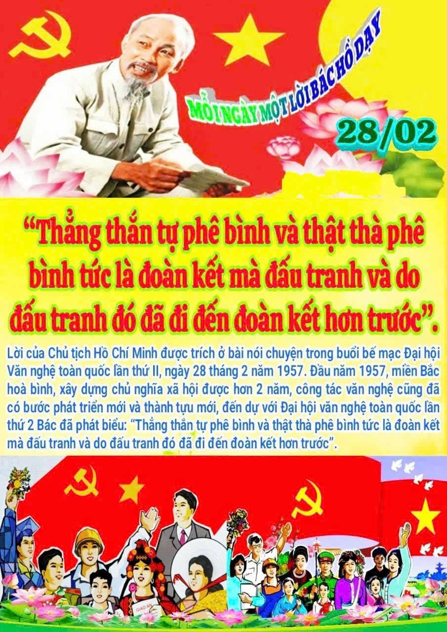 MỖI NGÀY MỘT LỜI BÁC HỒ DẠY - NGÀY 28 THÁNG 02